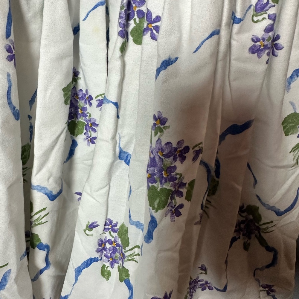 Vtg White Purple Floral Tea Dress Puff Sleeves Collar Eyelet Lace Girl’s 10/12 - Picture 3 of 6